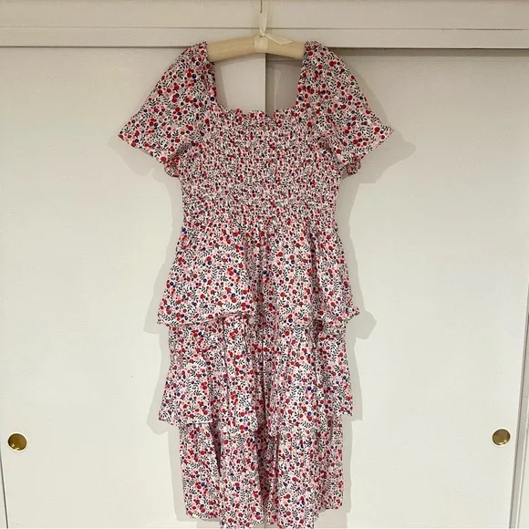 Draper James Women’s Deana Tiered Smocked Dress in Berry Print (Size XL) - Picture 4 of 4